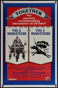 7p875 THREE MUSKETEERS/FOUR MUSKETEERS 1sh '76 swashbuckling adventure double-feature!