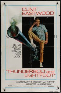 7p878 THUNDERBOLT & LIGHTFOOT style C 1sh '74 artwork of Clint Eastwood with HUGE gun by McGinnis!