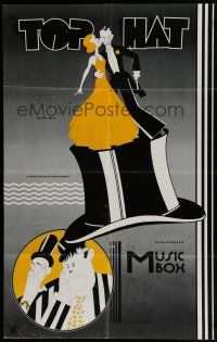 7p890 TOP HAT/MUSIC BOX 1sh '70s double-bill, Laurel & Hardy, great Hirschfeld & Reedy artwork!