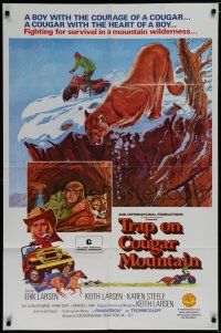 7p897 TRAP ON COUGAR MOUNTAIN 1sh '72 western adventure art of the big feline by Robert Tanenbaum!
