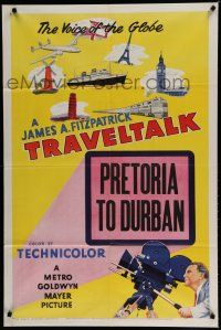 7p898 TRAVELTALK 1sh '52 James A. Fitzpatrick, cool art of trains, airplanes & more!