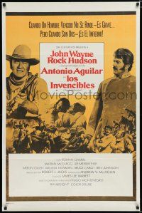 7p915 UNDEFEATED Spanish/U.S. 1sh '69 John Wayne & Rock Hudson rode where no one else dared!