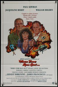 7p955 WHEN TIME RAN OUT 1sh '80 cool art of Paul Newman, William Holden & Jacqueline Bisset