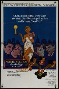 7p959 WHERE WERE YOU WHEN THE LIGHTS WENT OUT style A 1sh '68 Doris Day, Robert Morse, Terry-Thomas