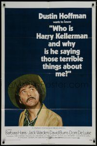 7p965 WHO IS HARRY KELLERMAN 1sh '71 Dustin Hoffman in cowboy hat wants to know!
