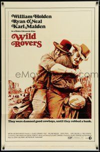 7p970 WILD ROVERS 1sh '71 great close up of William Holden & Ryan O'Neal on horse, Blake Edwards