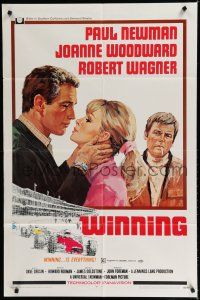 7p975 WINNING 1sh '69 Paul Newman, Joanne Woodward, Indy car racing, art by Howard Terpning!