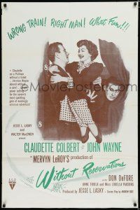7p977 WITHOUT RESERVATIONS military 1sh R53 art of John Wayne & Claudette Colbert!