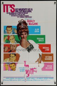 7p979 WOMAN TIMES SEVEN 1sh '67 sexy Shirley MacLaine is as naughty as a pink lace nightgown!