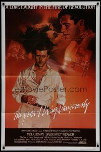 7p986 YEAR OF LIVING DANGEROUSLY 1sh '83 Peter Weir, great art of Mel Gibson by Peak & Stapleton!