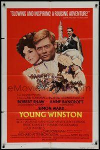 7p992 YOUNG WINSTON style B 1sh '72 Anne Bancroft & Robert Shaw as Randolph Churchill!