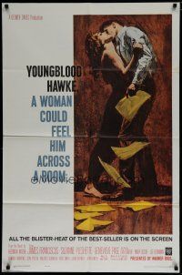 7p993 YOUNGBLOOD HAWKE 1sh '64 James Franciscus & sexy Suzanne Pleshette, directed by Delmer Daves