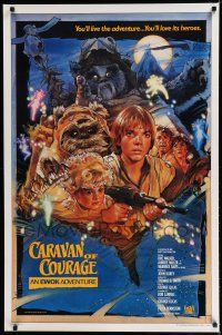 7r068 CARAVAN OF COURAGE style B int'l 1sh '84 An Ewok Adventure, Star Wars, art by Drew Struzan!