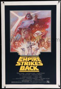 7r044 EMPIRE STRIKES BACK linen studio style 1sh R81 George Lucas sci-fi classic, art by Tom Jung!