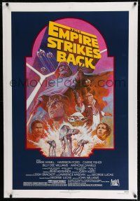7r046 EMPIRE STRIKES BACK linen dark blue NSS style 1sh R82 George Lucas classic, art by Tom Jung!