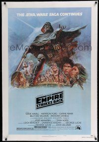 7r035 EMPIRE STRIKES BACK linen NSS style B 1sh '80 George Lucas, cool artwork by Tom Jung!