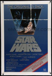 7r025 STAR WARS linen studio style 1sh R82 George Lucas classic, advertising Revenge of the Jedi!