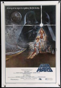 7r005 STAR WARS linen style A 2nd printing 1sh '77 George Lucas classic sci-fi epic, Tom Jung art!