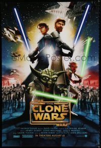 7r091 STAR WARS: THE CLONE WARS DS advance 1sh '08 art of Anakin Skywalker, Yoda, & Obi-Wan Kenobi!