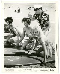 7s104 BLUE HAWAII 8.25x10.25 still '61 Elvis Presley teaches sexy girls how to surf on the beach!