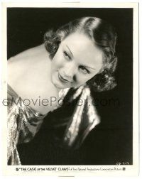 7s135 CASE OF THE VELVET CLAWS 8x10.25 still '36 sexy close up of Claire Dodd with bare shoulder!