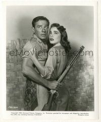 7s176 CREATURE FROM THE BLACK LAGOON 8.25x10 still '54 Julia Adams & Carlson scared of the monster!
