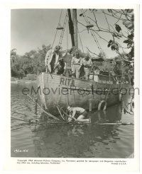 7s175 CREATURE FROM THE BLACK LAGOON 8.25x10 still '54 Carlson tries to remove trees blocking boat!