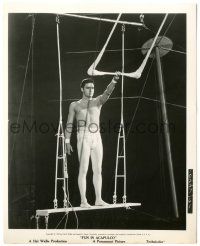 7s279 FUN IN ACAPULCO deluxe 8.25x10.25 still '63 barechested aerialist Elvis Presley on trapeze!
