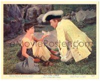 7s009 GLASS SLIPPER color 8x10 still #1 '55 c/u of Leslie Caron showing shoe to Michael Wilding!