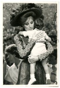 7s363 HELLO DOLLY candid 7x10.25 still '68 Barbra Streisand carrying 19-month-old son Jason on set!