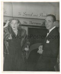 7s387 HUMPHREY BOGART/LAUREN BACALL 8.25x10 still '50s the famous pair in formal wear at party!