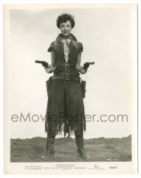 7s467 KELLY RYAN 8x10.25 still '54 in cool leather cowgirl outfit w/ guns from Outlaw's Daughter!