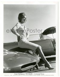 7s473 KILLERS 8x10.25 still '64 full-length sexy Angie Dickinson sitting on Porsche sports car!
