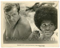7s509 LIVE & LET DIE 8x10.25 still '73 c/u of Roger Moore as James Bond & Gloria Hendry as Rosie!