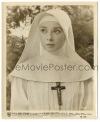 7s624 NUN'S STORY 8x10 still '59 great portrait of worried Audrey Hepburn in nun's habit!