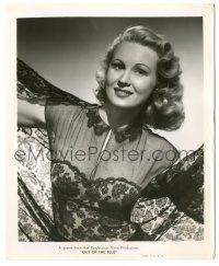 7s638 OUT OF THE BLUE 8.25x10 still '47 smiling portrait of sexy Virginia Mayo wearing lace!