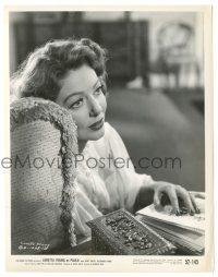 7s648 PAULA 8x10.25 still '52 close up pretty Loretta Young sitting in chair by book!