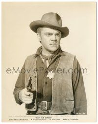 7s727 RUN FOR COVER 8x10.25 still '55 c/u of sheriff James Cagney with gun drawn, Nicholas Ray!