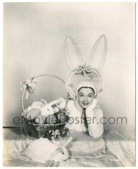 7s729 RUTH ROMAN 7.75x9.5 still '50 wacky portrait as the Easter Bunny with basket & eggs!