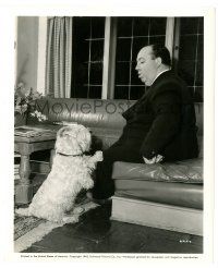 7s760 SHADOW OF A DOUBT candid 8.25x10 still '43 director Alfred Hitchcock at home with his dog!