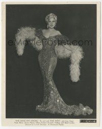 7s764 SHE DONE HIM WRONG 8x10.25 still '33 sexy Mae West wearing incredible beaded gown & boa!