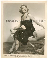 7s818 STEEL TOWN 8x10 still '52 full-length seated sexy Ann Sheridan in shimmering dress!