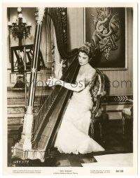 7s842 SWAN 8x10.25 still '56 beautiful Grace Kelly in lace gown playing giant ornate harp!