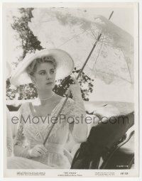 7s844 SWAN 8x10.25 still '56 close up of beautiful Grace Kelly with umbrella in carriage!