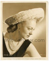 7s938 VIRGINIA FIELD 8.25x10 still '47 profile close up in wacky hat & pearl necklace!