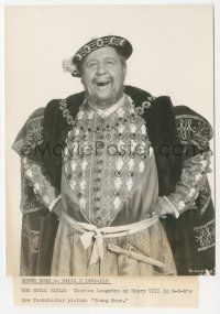 7s991 YOUNG BESS deluxe 7.25x9.5 still '53 Charles Laughton laughing in costume as King Henry VIII