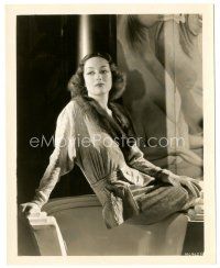 7s447 JOAN CRAWFORD 8x10.25 still '30s sexy seated portrait wearing great fur-trimmed gown!