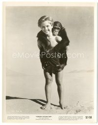 7s858 TARZAN'S SAVAGE FURY 8x10.25 still '52 young Tommy Carlton with chimpanzee on his back!