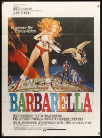 7t474 BARBARELLA French 1p '68 sexiest sci-fi art of Jane Fonda by Robert McGinnis, Roger Vadim!