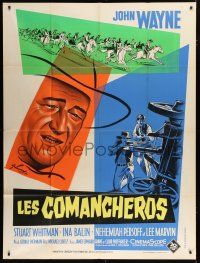 7t534 COMANCHEROS French 1p R60s different Grinsson art of cowboy John Wayne, Michael Curtiz!